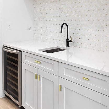 Estmoon 30 Pack Brushed Brass Cabinet Knobs Gold Drawer Pulls Stainless Steel Brushed Gold Dresser Knobs for Cabinets Cupboard Bathroom Kitchen Hardware, Single Hole T Bar Pulls, 2in Overall Length - color: Brushed Brass, size: 1 Hole Mount, style: Knob 3