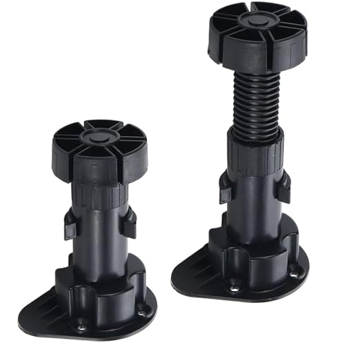 Adjustable Cabinet Levelers, Height Range from 4.72 to 5.9 Inches, Furniture Leveler Legs, Black Plastic Leveling Feet for Kitchen Cupboard Table Shelves Nightstands, 4Pcs - size: 4.72-5.9 Inch