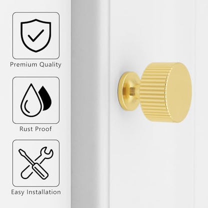 6 Pack Gold Cabinet Knobs Dresser Knob, Brushed Brass Drawer knobs Drawer Pulls for Bathroom, Kitchen, Cupboard - color: Gold