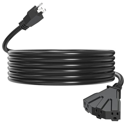 HITRENDS - 6FT 12/3 Gauge Outdoor Extension Cord with Multiple Outlets, with 3 Power Outlets Heavy Duty Waterproof Outdoor Extension Cord, Max 30A 3750W 12AWG