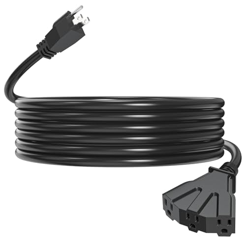 HITRENDS - 6FT 12/3 Gauge Outdoor Extension Cord with Multiple Outlets, with 3 Power Outlets Heavy Duty Waterproof Outdoor Extension Cord, Max 30A 3750W 12AWG