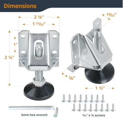 POWERTEC Leveling Feet 8PK, Heavy Duty Adjustable Furniture Leg Levelers with Nylon Foot, Screws & Lock Nuts for Workbenches, Cabinets, Tables & Shelving (71136-P2) - size: Set of 8, style: Leg Leveler