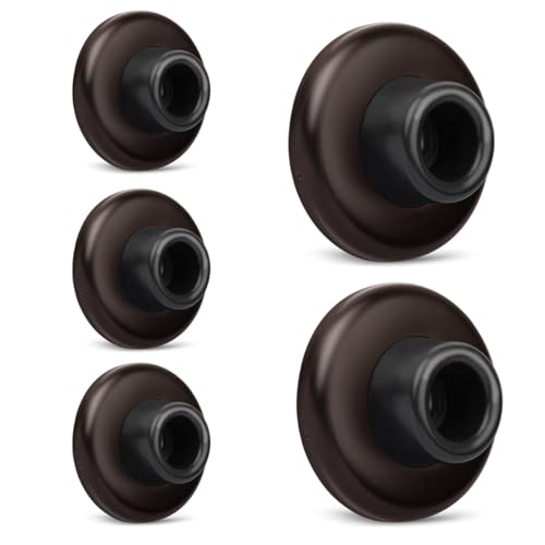 5 Pack Concave Wall Door Bumper Stop Oil Rubbed Bronze – 2-1/2” Outside Diameter Stainless Steel Cover with Bigger 1-1/4” Oil Rubbed Bronze Rubber Bumper – Easy to Install with Screw - color: Concave-Oil Rubbed Bronze, size: 5 Pack