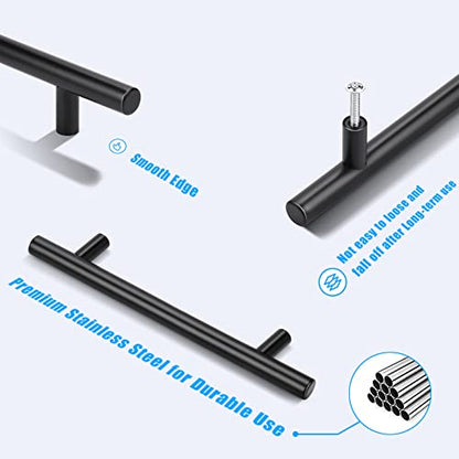 KNOBWELL 6 Pack Cabinet Handles 5 inch Black Stainless Steel Kitchen Cabinet Pulls Drawer Pulls - color: Black, size: 5 inch(128mm)