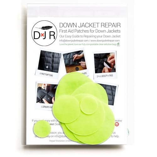 Down Jacket Repair Patches - Self-Adhesive Down Jacket Repair Patches | Waterproof, Tear-Resistant, Pre-Cut Patches | 7-Piece Set for Outdoor Gear, Sleeping Bags & Tent - color: Acid Yellow