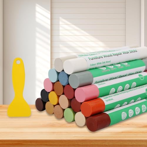 Furniture Markers Touch Up, 20 Colors Wood Filler Sticks, Wood Wax Crayons for Repairing Scratches, Scuffs, Cracks, Holes on Furniture, Floors, Cabinets, Tables, and Doors - Colorful Series - color: Colorful Series