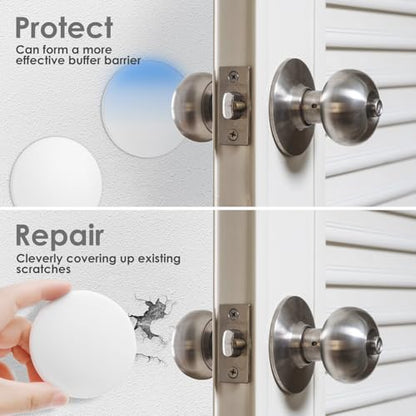 16 Pack Door Stoppers for Wall, Large 3.15" Door Stop with Strong Thickened Adhesive, Wall Protectors from Door Knobs, Quiet and Shock Absorbent, Protects Every Surface - White - style: L 16Pack