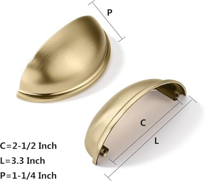khtumeware 10 Pack 2-1/2" Drawer Pulls Polished Nickel Cabinet Cup Pulls Kitchen Hardware Cabinet Handles Drawer Handles Knobs 2.5 inch Hole Center - color: Polished Nickel, size: 2-1/2"(64mm) Hole Center, style: 10-pack