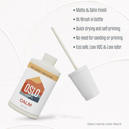 Touch Up Paint, Off White (Calm), 1oz, Matte, w/brush in bottle, Quick drying, for Home repairs, Kitchen Cabinets,Walls - color: Calm, size: 1 Fl Oz (Pack of 1)