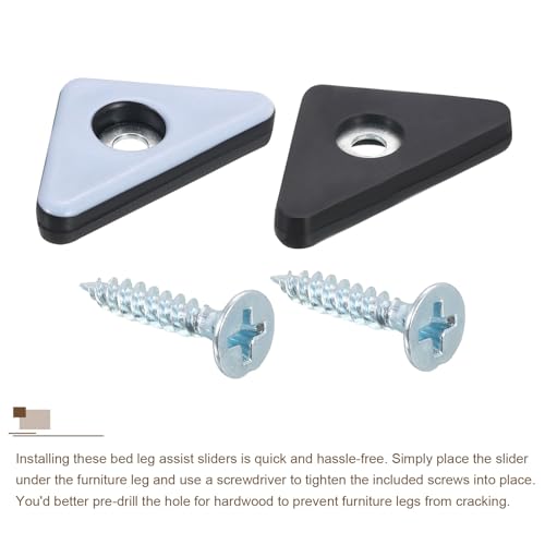 uxcell Furniture Sliders, 12Pcs 35x35x45mm - PTFE Triangle Chair Leg Floor Protectors, Screw-On Furniture Pads with Screw for Carpet Hardwood Floors