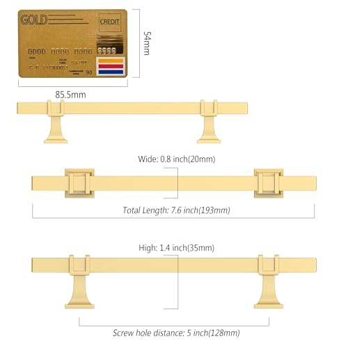 Amerdeco 10 Pack Brushed Gold Cabinet Pulls 5 Inch(128mm) Hole Center Drawer Pulls Cabinet Hardware Kitchen Cabinet Handles for Bathroom Dresser Pulls ZH0067 - color: Brushed Gold, size: 5"/128mm Hole Center