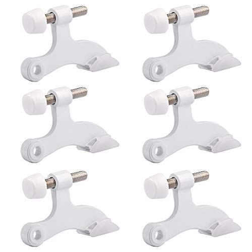 HOMOTEK 6 Pack Hinge Pin White Door Stopper,Adjustable Deluxe Heavy Duty Door Stopper 2-1/2"x1-3/4”,with White Rubber Bumper Tips - color: White, size: 6 Pack