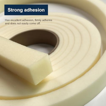VelTherm Self-Adhesive Foam Weather Stripping for Doors & Windows - Seal Drafts, Noise, Dust & Light - Insulating Tape for AC Efficiency in Summer & Warmth in Winter - Easy Cut, 13Ft, Yellow