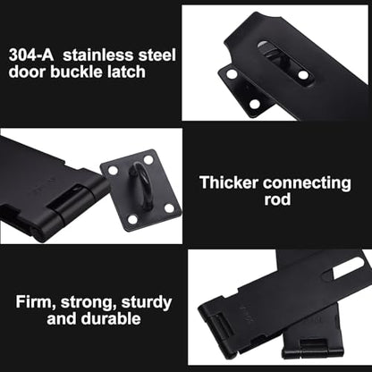 2Pcs Door Locks Hasp Latch,3 Inch 304 Stainless Steel Safety Packlock Clasp Hasp Lock Latch,Hinge Lock Padlock with Screws for Gates,Doors,Cabinets, Closets and More(Black) - style: Black-3INCH