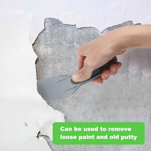 HARFINGTON 6pcs Putty Scraper Set Plastic Flexible Putty Knives Disposable Paint Spreader Cleaner Tool for Spackling, Patching Painting Repairing, Gray - color: Gray