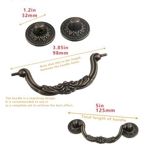 Geesatis 10 Pcs Cabinet Drawer Pull Handles Zinc Alloy Furniture Decorative Knobs Pull Handles, with Mounting Screws, Bronze Tone & Length 5 inch / 125 mm - style: L