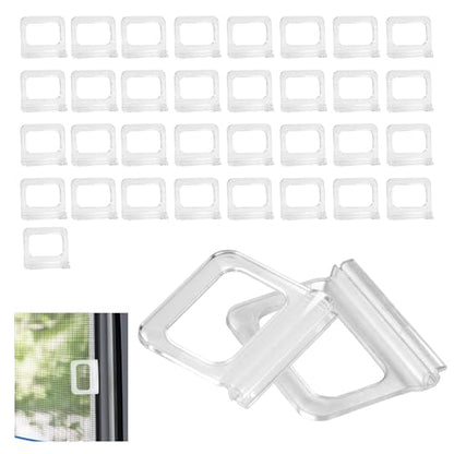 35 Pcs Universal Fit Window Screen Pull Tabs Replacement Lift Handles & Clips – Frosted Clear Plastic Kit for Spline Channel Frame