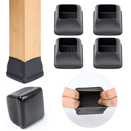 Ezprotekt Chair Leg Sliders for Carpet, 24 Pcs Square Chair Glides for Carpet, Carpet Furniture Pads Stool Leg Protectors Caps, Carpet Furniture Glides Quickly and Easily (XL Fit: 1.5" - 2") - size: XL - Black