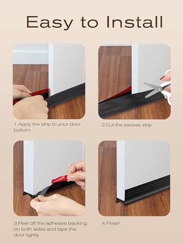 SUNMON Silicone Door Draft Stopper, 39.6 inches Upgraded Seal Blocker, Under Door Sweep Weather Stripping（Black） - color: Black