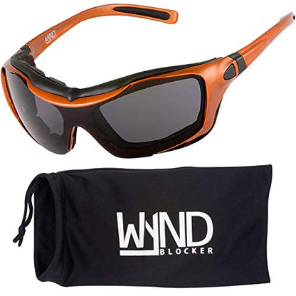 Large Motorcycle Riding Glasses Extreme Sports Wrap Sunglasses - color: Orange | Smoke