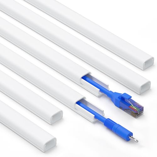ZhiYo 85in Cord Covers for Wires on Wall, 1 Mini Cord Hider Wall, Self-Adhesive Wire Covers for Cords, Paintable TV Cable Hider Cable Management Kit, 6X L14.2in, W0.46in H0.3in, CMR05 White - color: White, size: W0.46in X H0.3in X L85in