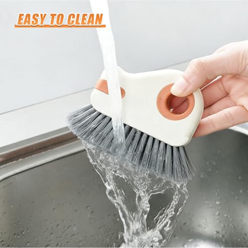 YoRise 2 in 1 Car Groove Cleaning Brush, Multifunctional Hard Bristle Car Window Track Cleaner Tool with Hidden Scraper, Universal Auto Door Crevice Cleaning Accessories for Window Sill(Orange-2PCS) - size: Orange-2PCS