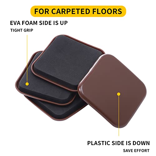 new space 3 Inch Furniture Sliders, 12pcs Sliders for Moving Furniture, Heavy-Duty Furniture Movers Sliders for Carpet, Couch Sliders Protect Carpet Surface and Easily Move Furniture. - size: 3 inch