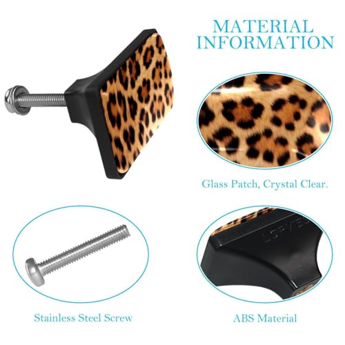 4 Pack Rectangular Black Drawer Pulls with Screws for Cabinets Bookcase Drawers Drawer, Animal Leopard Print - color: color31452