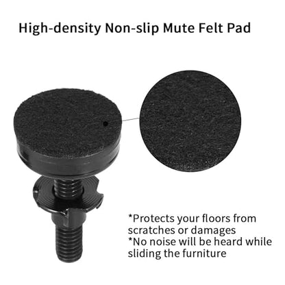 Heavy Duty Furniture Leveling Feet Adjustable Leg Levelers for Tables Chairs Cabinets Sofa, T- Nut Kit 3/8”-16 Thread, Large Base （4 Pack,Black）