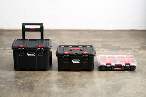Keter Stack-n-Roll Modular Tools Organizer for Garage Storage and DIY, 3 Piece Resin Rolling Tool Box System for Small Parts, Black - size: 3PC System