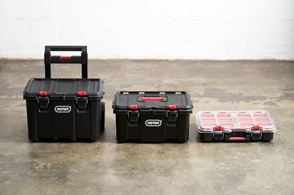 Keter Stack-n-Roll Modular Tools Organizer for Garage Storage and DIY, 3 Piece Resin Rolling Tool Box System for Small Parts, Black - size: 3PC System