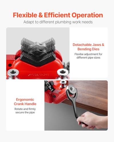 VEVOR Heavy-Duty Pipe Chain Vise, 1/4" - 6" Pipe Capacity, 28" Rugged Chain & Cast Iron Base, Industrial-Grade Pipe Clamping for Plumbing, Automotive Repairs, Metalworking - size: 1/4" - 6" Bench Mount