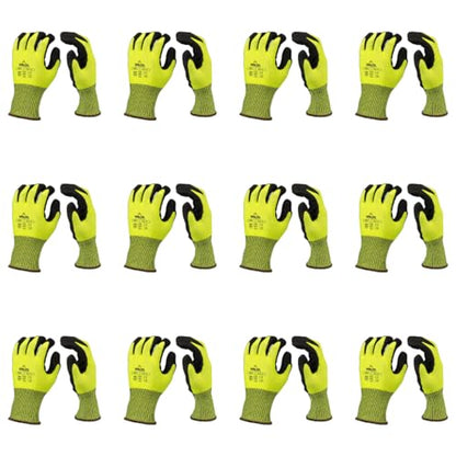 Malta Dynamics Safety Work Protective Gloves – Mens Work Gloves with ANSI Cut Level A5 Protection, Touchscreen Compatible, OSHA and ANSI Compliant (Medium, 12 Pair)