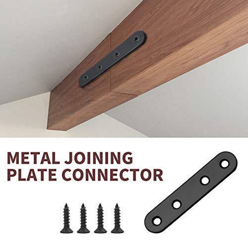 Jiozermi 12 Pcs Straight Brace, Flat Brace 3.15” x 0.69”, Stainless Steel Straight Bracket, Mending Joining Plates for Wood, Board, Bed Frame, Furniture & Shelves, Matte Black - size: Black, 3.15” x 0.69”, 12 Pcs