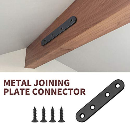 Jiozermi 12 Pcs Straight Brace, Flat Brace 3.15” x 0.69”, Stainless Steel Straight Bracket, Mending Joining Plates for Wood, Board, Bed Frame, Furniture & Shelves, Matte Black - size: Black, 3.15” x 0.69”, 12 Pcs