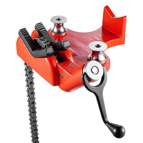 VEVOR Heavy-Duty Pipe Chain Vise, 1/2" - 8" Pipe Capacity, 34.6" Rugged Chain & Cast Iron Base, Industrial-Grade Pipe Clamping for Plumbing, Automotive Repairs, Metalworking - size: 1/2" - 8" Bench Mount