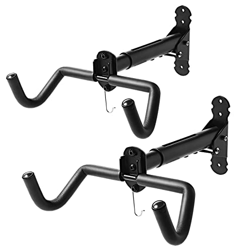 Gootus Bike Wall Mount Hanger - Horizontal Bicycle Indoor Storage Rack | Cycling Wall Mounted Holder Hook - Hang Your Road, Mountain or Hybrid Bikes in Garage or Home - color: Black 2Pack