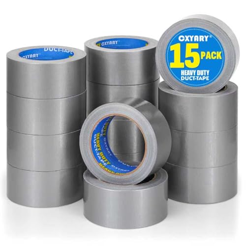 CXYARY Duct Tape 2 Inch x 450 Yard-15 Roll, Heavy Duty Gray Waterproof Tape for Any Weather, No Residue Tape for Pipe Repairs Indoor & Outdoor, Tear by Hand - size: 15 PACK DUCT-TAPE