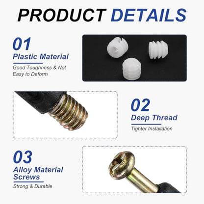 uxcell 50Pcs Plastic Hinge Dowel Inserts, M6 x 10.5mm Furniture Pre-Inserted Nuts with Dowels Screws for Kitchen Cabinet Door Hinges, White