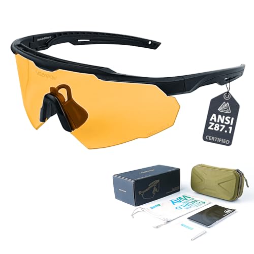 Shooting Glasses Anti Fog with High Definition Lenses, ANSI Z87+ Certified Tactical Safety Glasses for Men Women - color: A6-amber