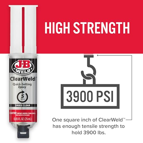 J-B Weld ClearWeld 5 Minute Epoxy, Clear, Syringe, 2 Pack, 50112-2 - size: 25ml - 2 Pack