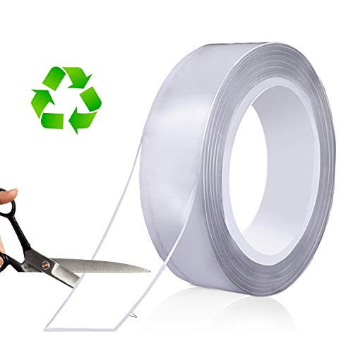 Nano Double Sided Tape Heavy Duty, 16.4FT Multipurpose Strong Mounting Tape, Reusable Removable Washable Traceless Gel Grip Adhesive for Carpet, Poster Sticky Wall, Home, Office Decor. - size: Length:16.4 FT - Width:1.2inches