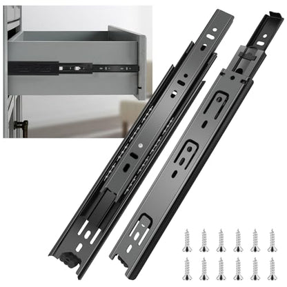Sulawskys 14 Inch Drawer Slides, 6 Pairs (12 Pcs) Full Extension Ball Bearing Rails, Side Mount Heavy Duty 100 LB Capacity Metal Runners for Kitchen Cabinet, Wardrobe Dresser, Zinc Plated Steel Black - size: 14inch-350mm