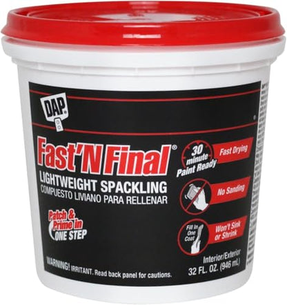 DAP FAST'N Final Lightweight Spackling - size: 32 Fl Oz (Pack of 1)