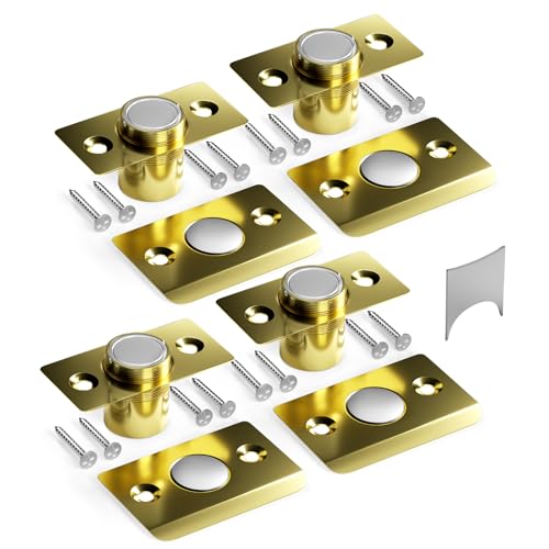 Tonitrui Silent Door Ball Catch, Adjustable Strong Magnet Door Catch,Using Completely noiseless,Perfectly Replacing The Old Ball Catch(Gold 4 Pack, Upgraded Version) - color: Gold, size: 4Pack