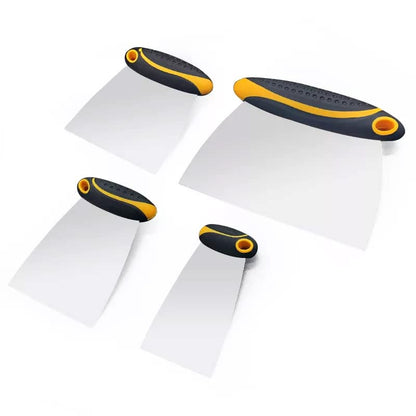 4-Piece Set of Stainless Steel Body Filler and Putty Spreaders/Scraper Set with Handles - Sizes: 2", 3", 4" and 6" | Repairing Drywall, Removing Wallpaper, Applying Putty, Plaster, Cement, Adhesive