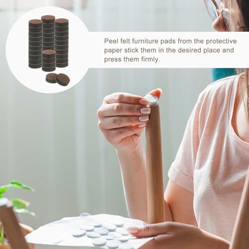 uxcell Furniture Pads, 36Pcs 0.6" - Round Self Adhesive Felt Furniture Pads, Floor Protectors for Furniture Feet Chairs Legs Hardwood Floors (Brown) - size: 0.6"