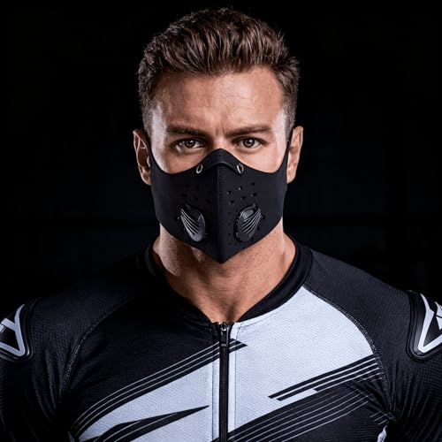 Dust Mask Breathable Half Reusable Sports Adjustable Face Mask with Valve Reusable Breathing Lightweight Face Shield Snowboard Motorcycle Outdoor Facial for Men and Women - color: Black