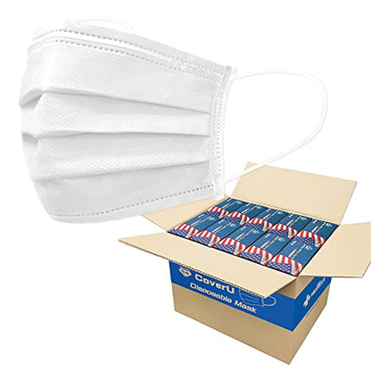 Medtecs Face Mask Disposable - Made in USA - Comfortable 3 Layer Breathable Mask, the Better Protection and Health Choice - CoverU Adult Mask - 50 PCS/Box x40 - White - color: White (Usa), size: Adult - 2000PC (40 Boxes)