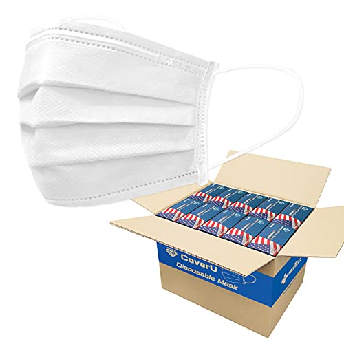 Medtecs Face Mask Disposable - Made in USA - Comfortable 3 Layer Breathable Mask, the Better Protection and Health Choice - CoverU Adult Mask - 50 PCS/Box x40 - White - color: White (Usa), size: Adult - 2000PC (40 Boxes)